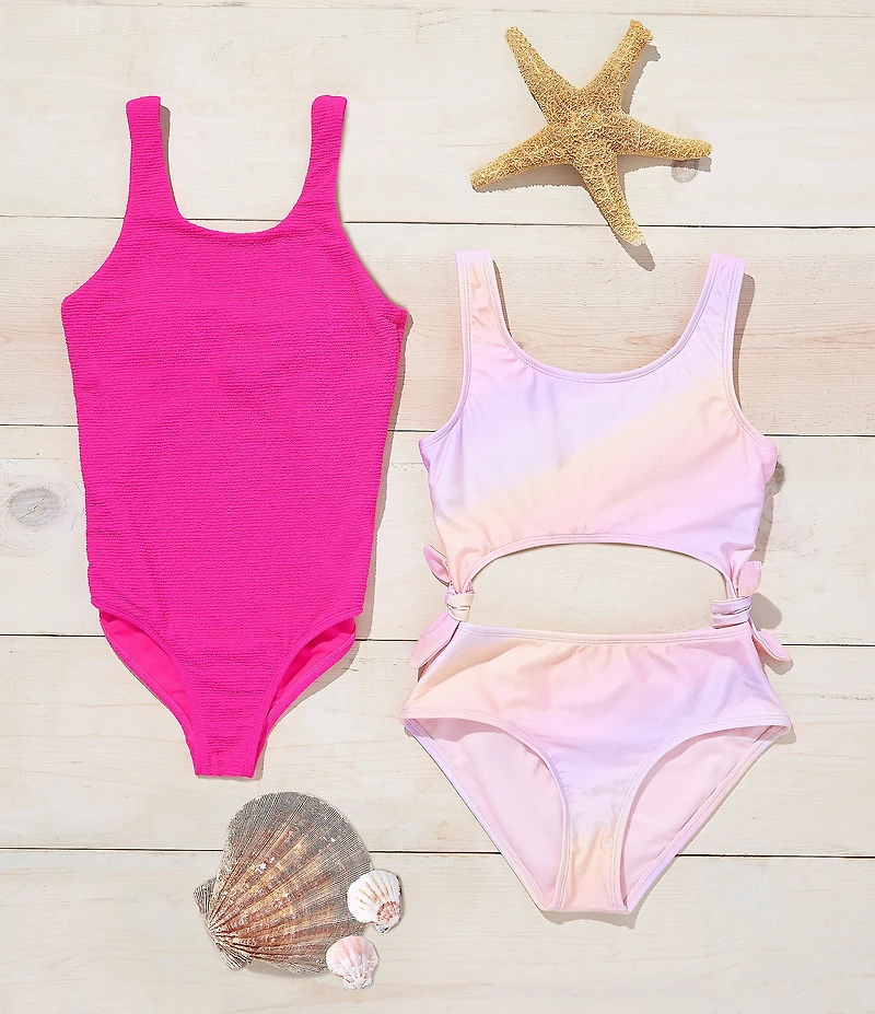 GB Big Girls Ombre Printed Cut Out One-Piece Swimsuit