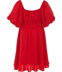 GB Big Girls Puff Sleeve Double Waist Dress