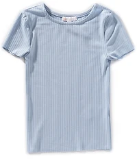 GB Big Girls Short Sleeve Basic Ribbed Knit T-Shirt