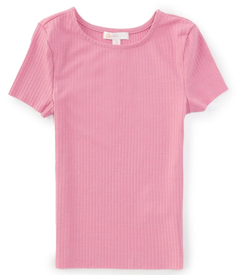 GB Big Girls Short Sleeve Basic Ribbed Knit T-Shirt