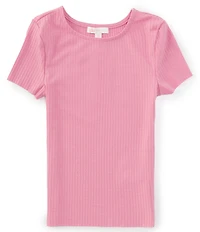 GB Big Girls Short Sleeve Basic Ribbed Knit T-Shirt