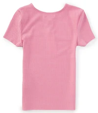 GB Big Girls Short Sleeve Basic Ribbed Knit T-Shirt