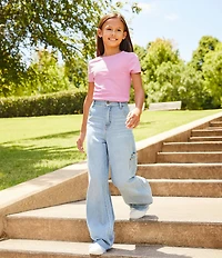 GB Big Girls Short Sleeve Basic Ribbed Knit T-Shirt