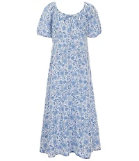 GB Big Girls Short Sleeve Lurex Floral Maxi Dress