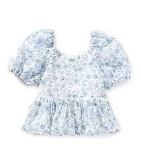 GB Big Girls Short Sleeve Woven Babydoll Floral Top