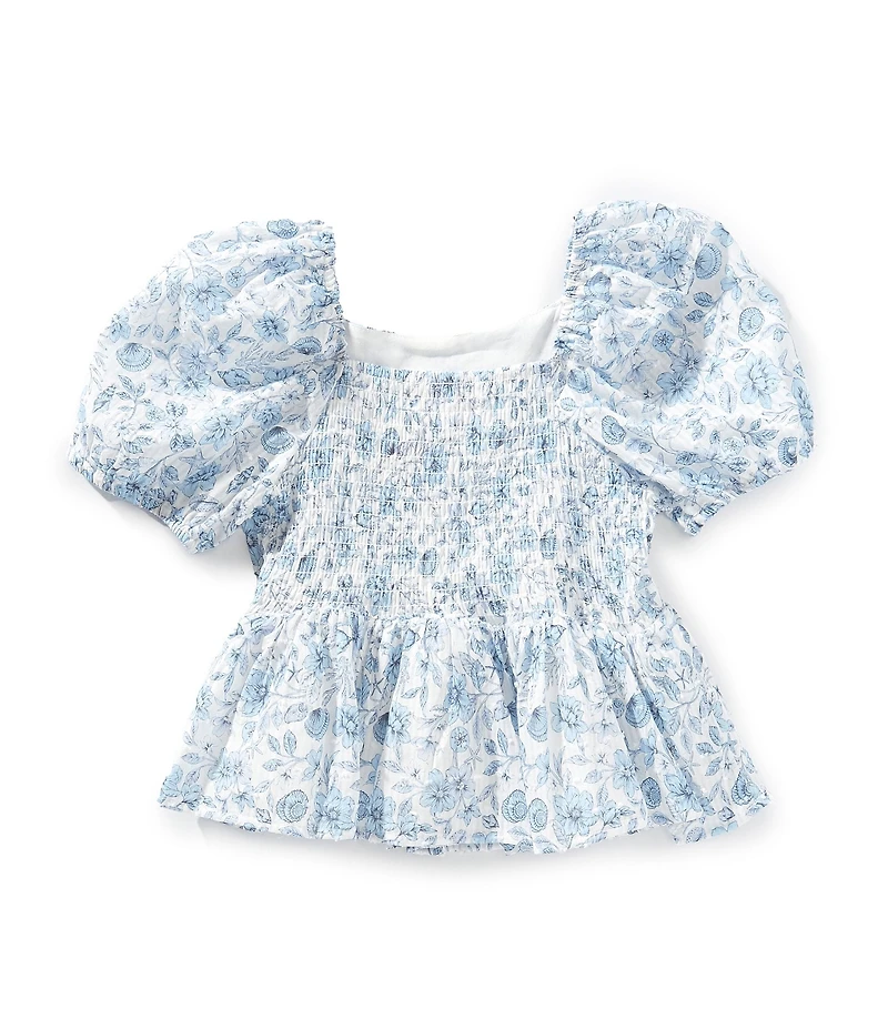 GB Big Girls Short Sleeve Woven Babydoll Floral Top