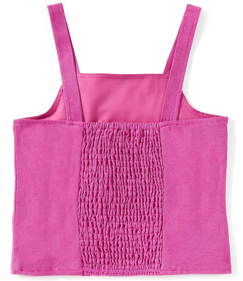 GB Big Girls Sleeveless Square Neck Linen Tank Top