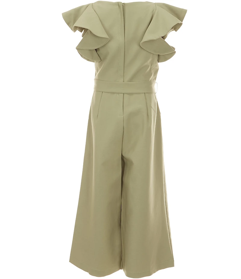GB Big Girls Tie Front Tiered Ruffle Sleeve Jumpsuit