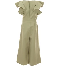 GB Big Girls Tie Front Tiered Ruffle Sleeve Jumpsuit