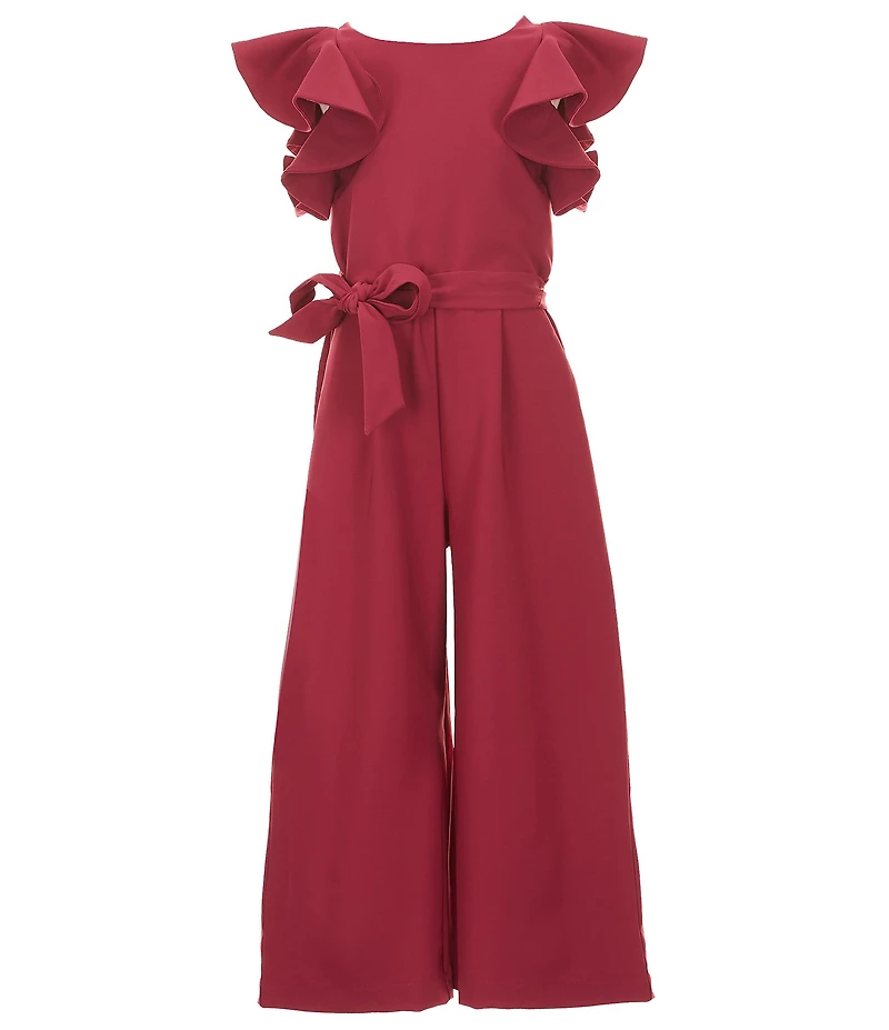 GB Big Girls Tie Front Tiered Ruffle Sleeve Jumpsuit
