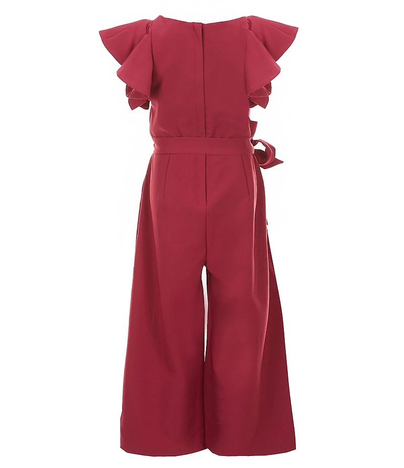 GB Big Girls Tie Front Tiered Ruffle Sleeve Jumpsuit