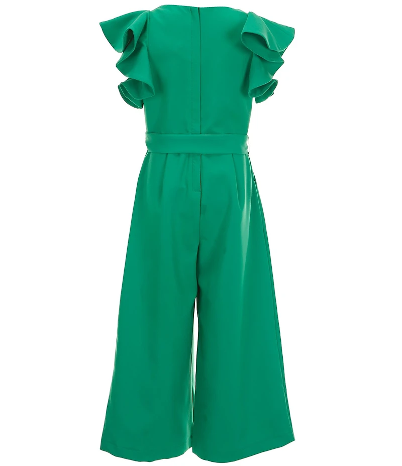 GB Big Girls Tie Front Tiered Ruffle Sleeve Jumpsuit