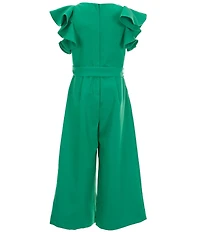 GB Big Girls Tie Front Tiered Ruffle Sleeve Jumpsuit