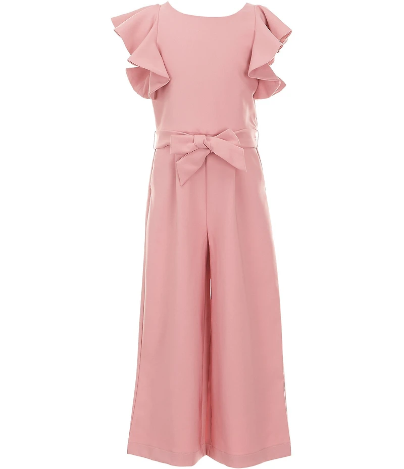 GB Big Girls Tie Front Tiered Ruffle Sleeve Jumpsuit