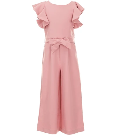 GB Big Girls Tie Front Tiered Ruffle Sleeve Jumpsuit