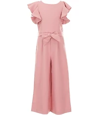 GB Big Girls Tie Front Tiered Ruffle Sleeve Jumpsuit