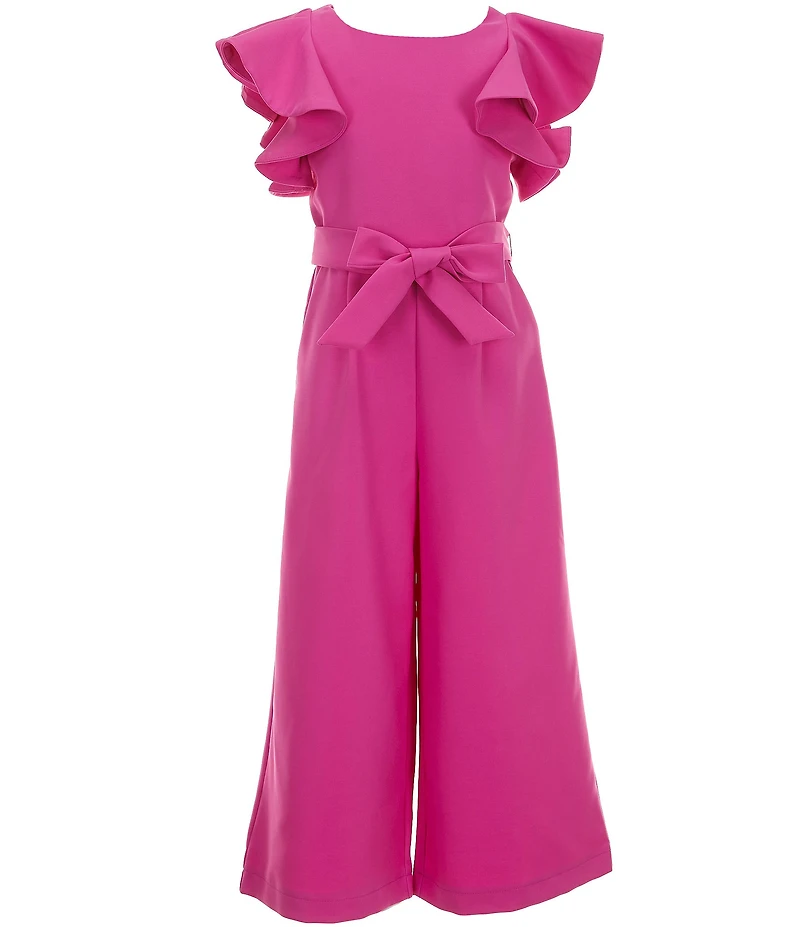 GB Big Girls Tie Front Tiered Ruffle Sleeve Jumpsuit