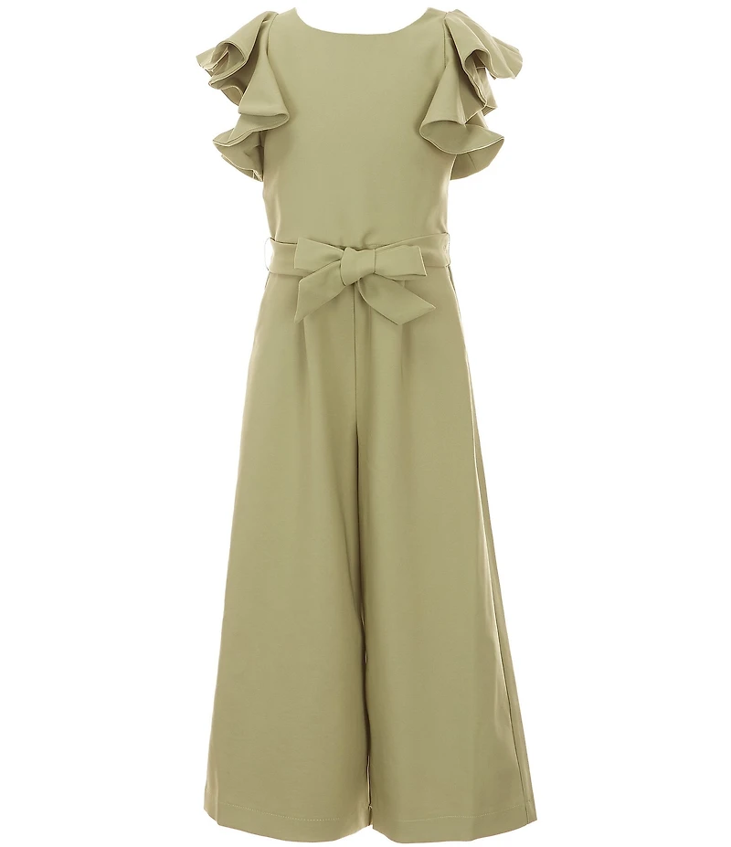 GB Big Girls Tie Front Tiered Ruffle Sleeve Jumpsuit