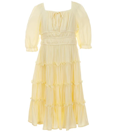 GB Big Girls Americana Short Puff Sleeve Square Neck Cupcake Tiered Mini Dress