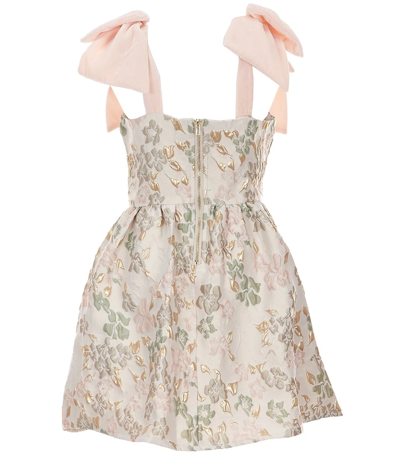 GB Big Girls Baroque Floral Bow Strap Dress