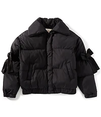 Big Girls Bow Sleeve Puffer Jacket