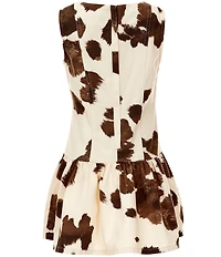 GB Big Girls Cow Print Drop Waist Mini Dress