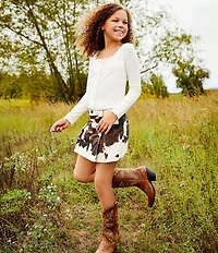 GB Big Girls Cow Print Mini Skirt