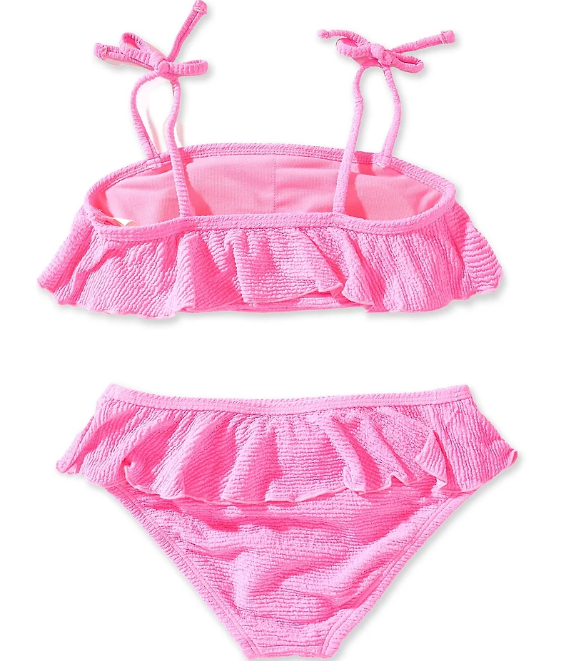 GB Big Girls Crinkle Puff Ruffle Flounce Bralette Two-Piece Swimsuit