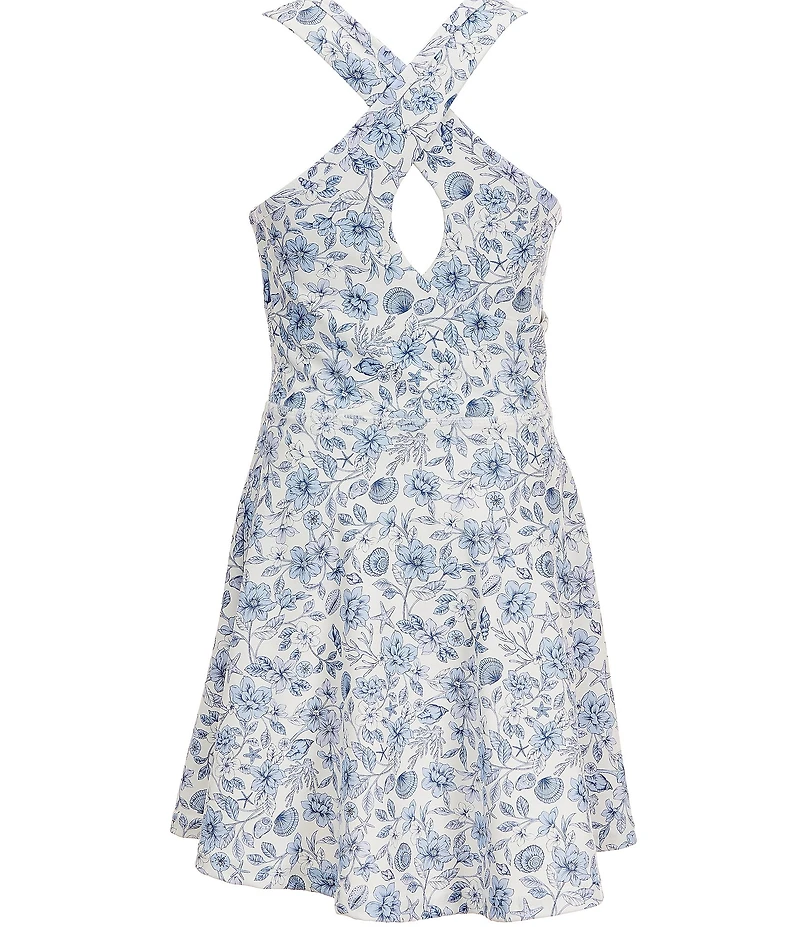 GB Big Girls Crossback Scoop Neck Seashells Print Tennis Dress