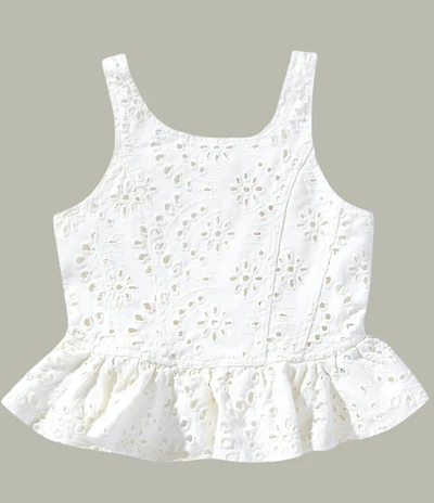 GB Big Girls Sleeveless Cotton Babydoll Eyelet Peplum Top