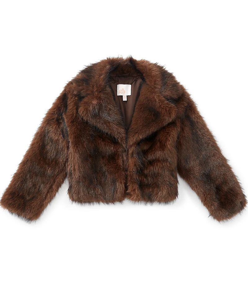 GB Big Girls Faux Fur Notch Collar Coat