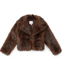 GB Big Girls Faux Fur Notch Collar Coat