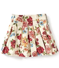 GB Big Girls Floral Pleated Denim Mini Skirt