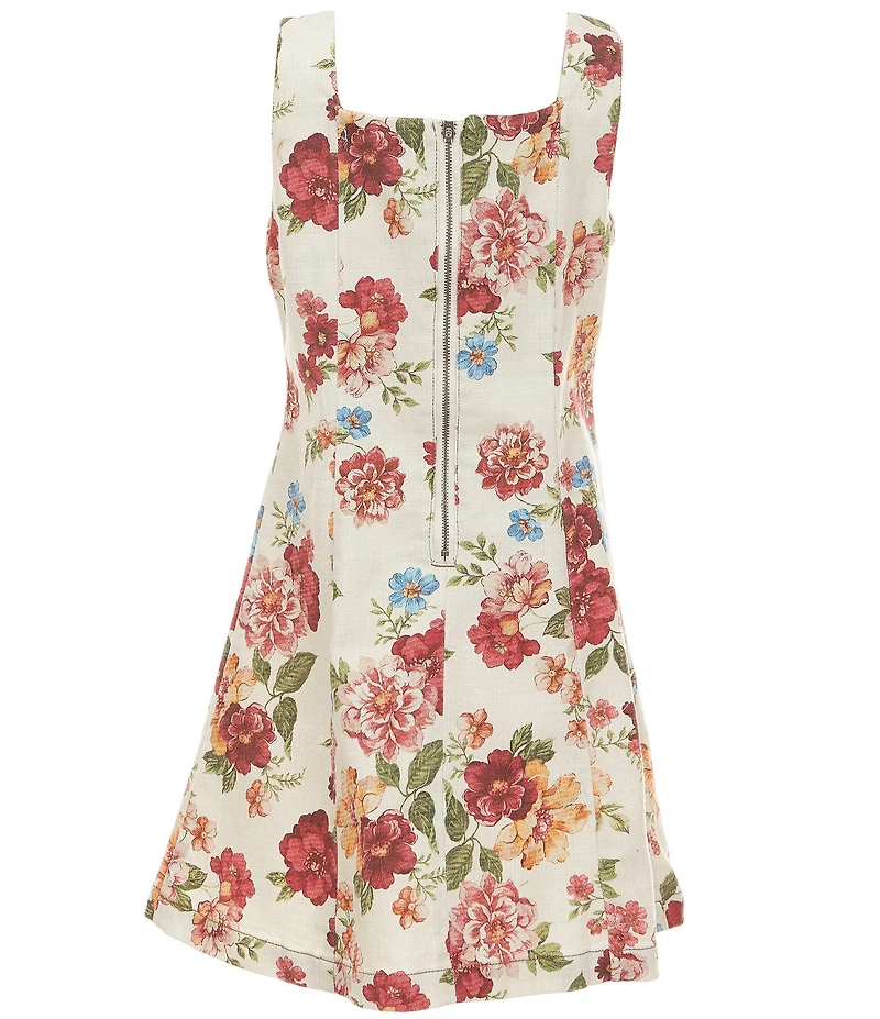 GB Big Girls Floral Print Denim Mini Dress