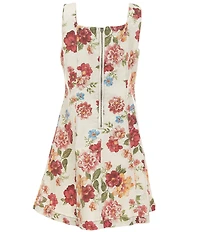 GB Big Girls Floral Print Denim Mini Dress