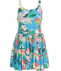 GB Big Girls Floral Print Scoop Neck Sleeveless Active Dress