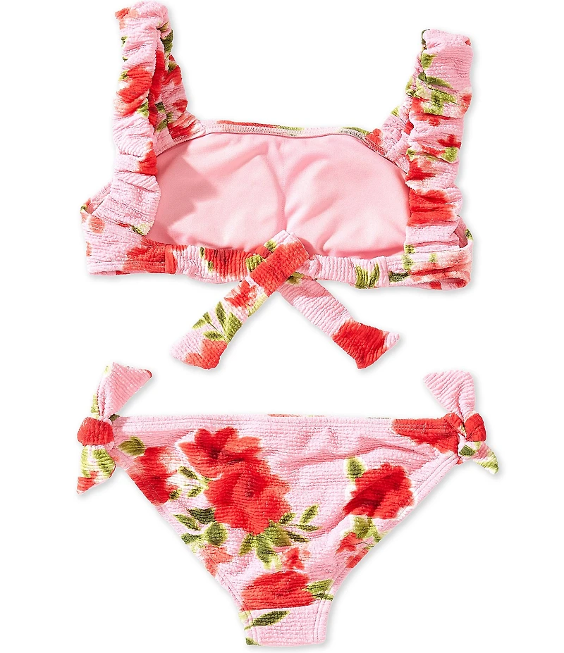 GB Big Girls Floral Print Scrunch Bungee Strap Two-Piece Swimsuit
