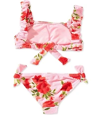 GB Big Girls Floral Print Scrunch Bungee Strap Two-Piece Swimsuit
