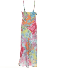 GB Big Girls Floral Print Sleeveless Cowl Neck Midi Slip Dress