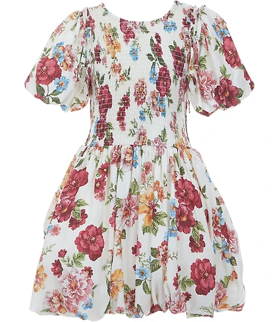 GB Big Girls Floral Short Sleeve Bubble Hem Mini Dress