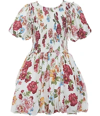GB Big Girls Floral Short Sleeve Bubble Hem Mini Dress