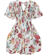 GB Big Girls Floral Short Sleeve Bubble Hem Mini Dress