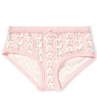 GB Big Girls Floral Stripe Brief Cotton Panties