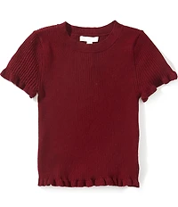 GB Big Girls Knit Short Sleeve Ruffle Hem Sweater