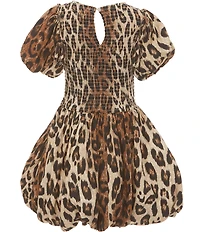 GB Big Girls Leopard Print Short Sleeve Bubble Hem Mini Dress