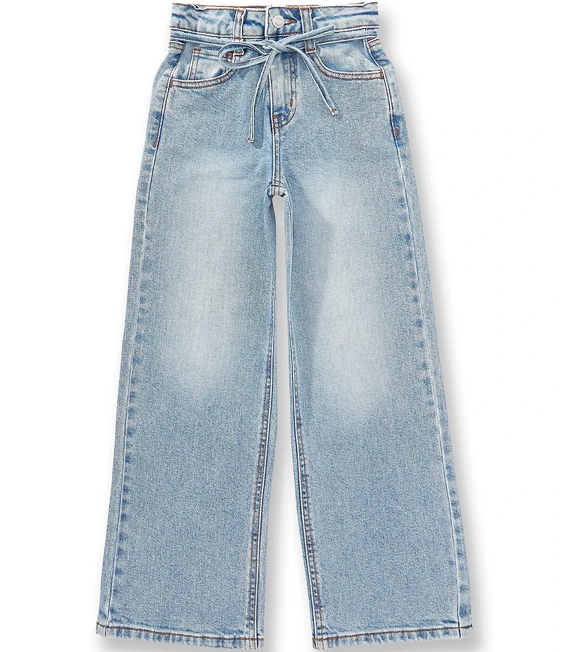 GB Big Girls Mid Rise Tie Waist Wide Leg Denim Jeans