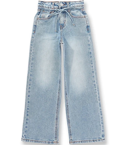 GB Big Girls Mid Rise Tie Waist Wide Leg Denim Jeans