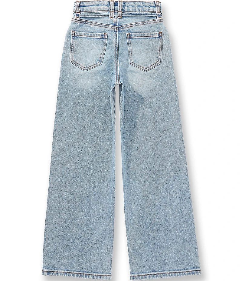GB Big Girls Mid Rise Tie Waist Wide Leg Denim Jeans
