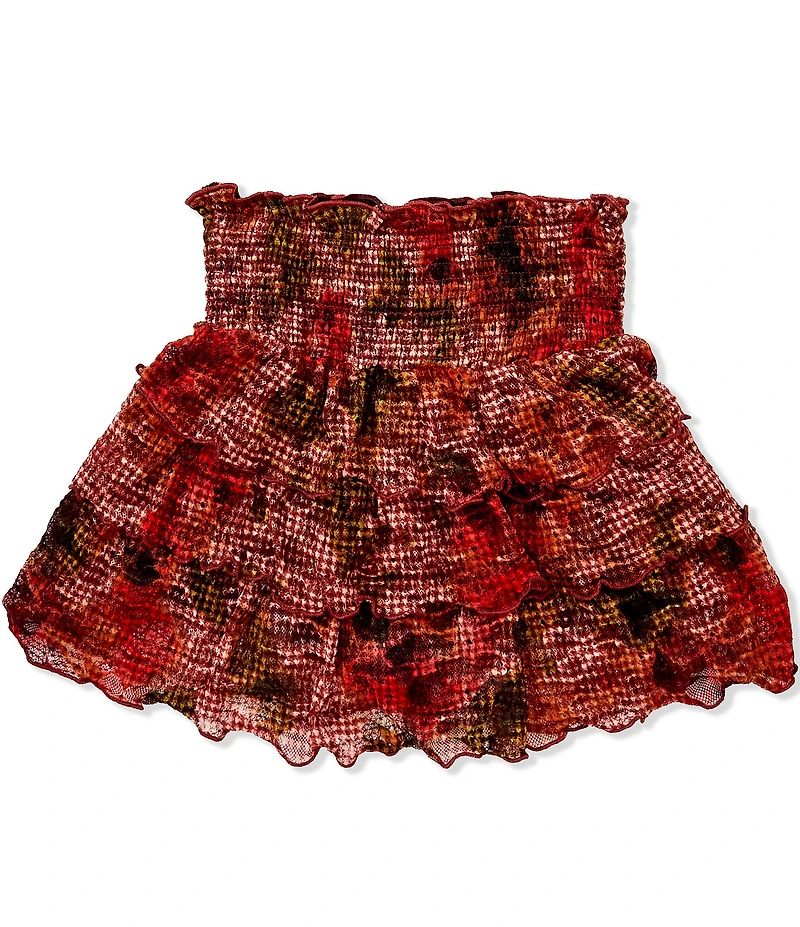 GB Big Girls Plaid Print Ruffle Mini Skirt
