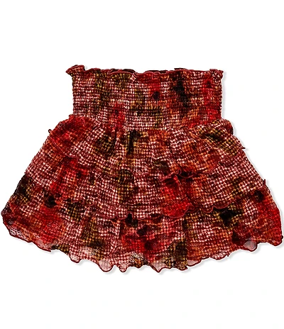 GB Big Girls Plaid Print Ruffle Mini Skirt